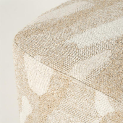 Poef Rytm beige stof klein, detail van het materiaal