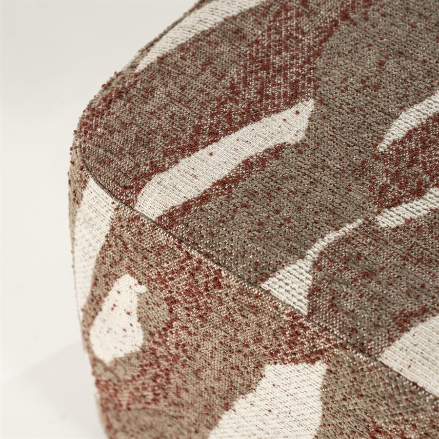 Poef Rytm rood stof klein, detail van het materiaal