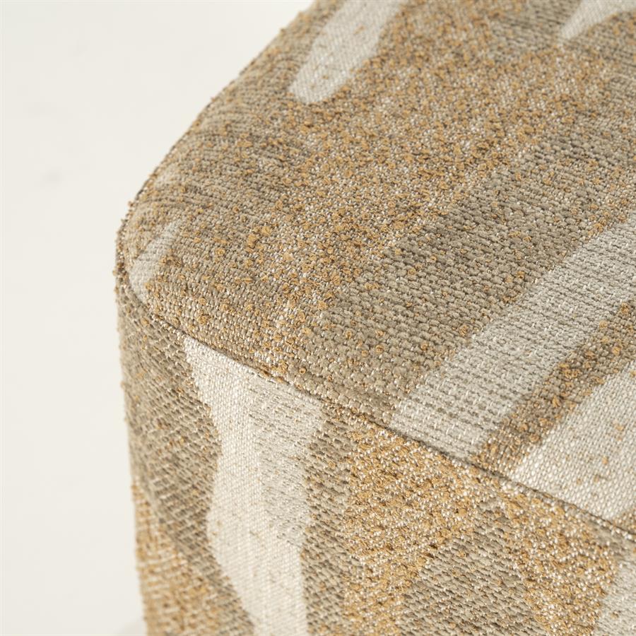 Poef Rytm taupe stof klein, detail van het materiaal