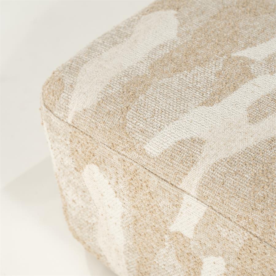 Poef Rytm beige stof groot, detail van het materiaal