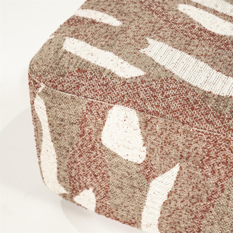 Poef Rytm rood stof groot, detail van het materiaal