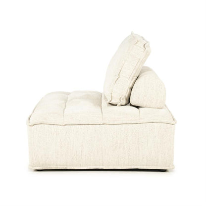 Fauteuil Hive beige stof, zijaanzicht op witte achtergrond