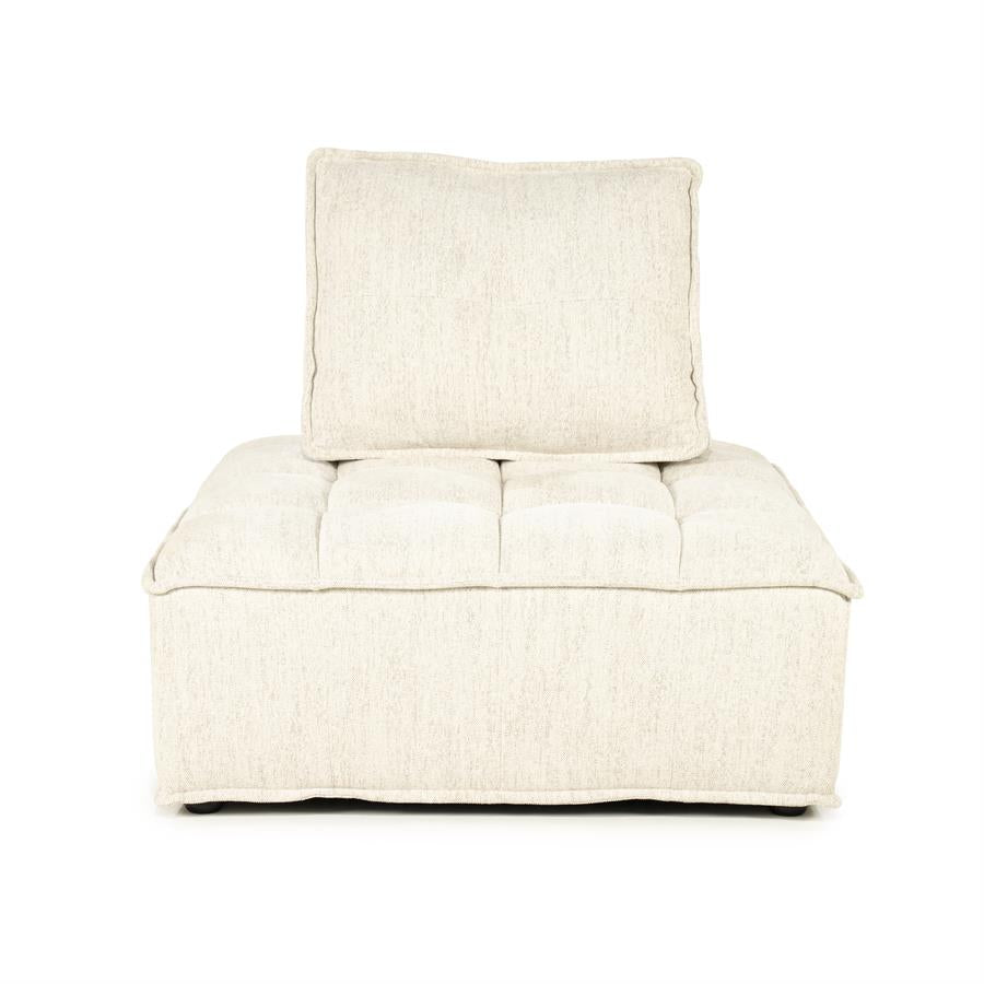 Fauteuil Hive beige stof, vooraanzicht op witte achtergrond