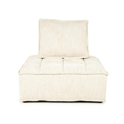 Fauteuil Hive beige stof, vooraanzicht op witte achtergrond