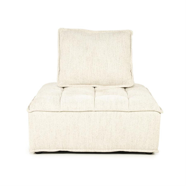 Fauteuil Hive beige stof, vooraanzicht op witte achtergrond
