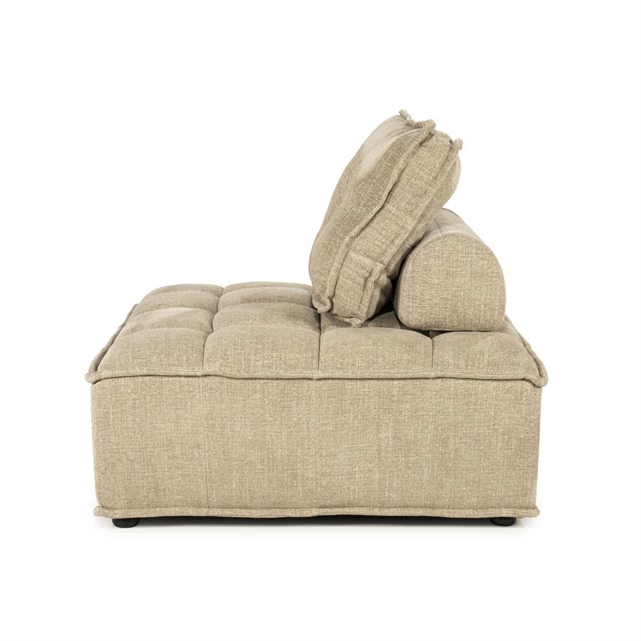 Fauteuil Hive taupe stof, zijaanzicht op witte achtergrond