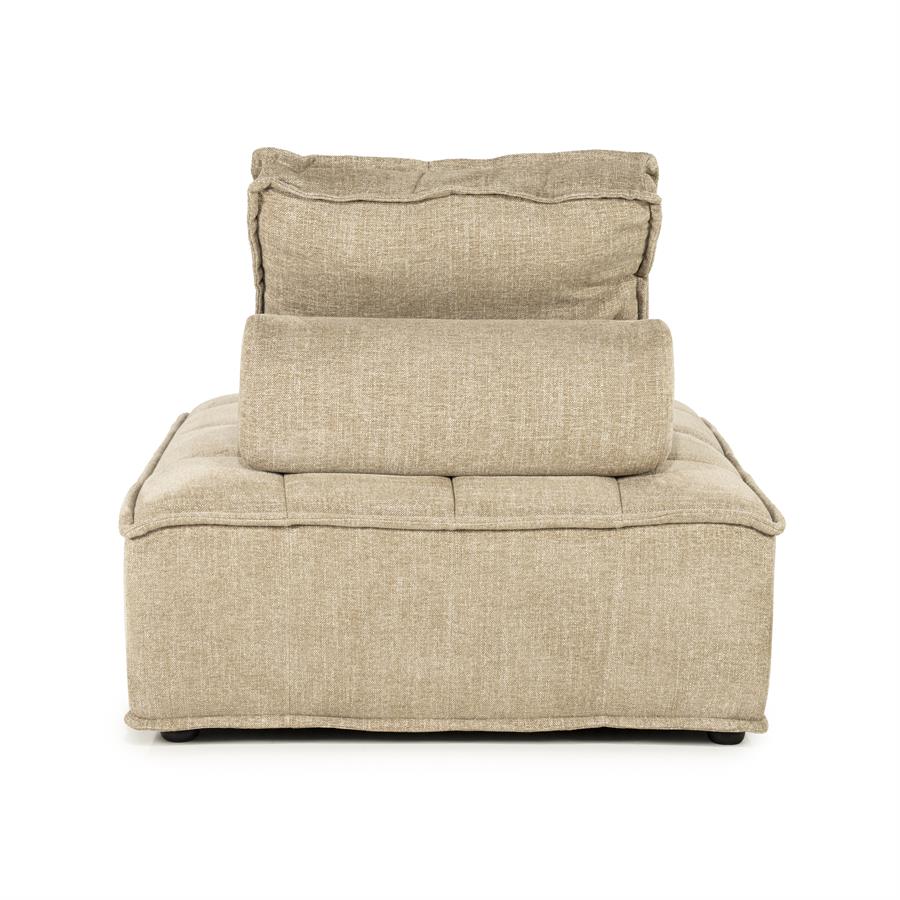 Fauteuil Hive taupe stof, achteraanzicht op witte achtergrond