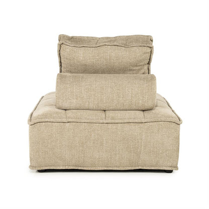 Fauteuil Hive taupe stof, achteraanzicht op witte achtergrond