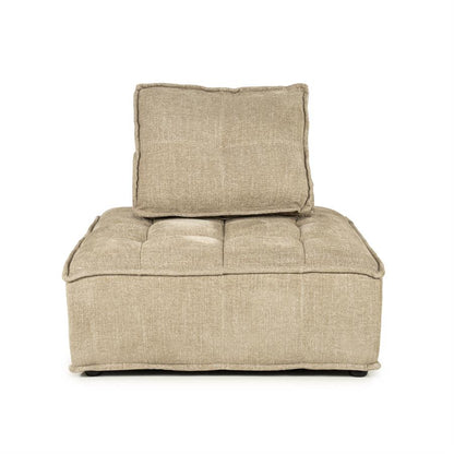 Fauteuil Hive taupe stof, vooraanzicht op witte achtergrond