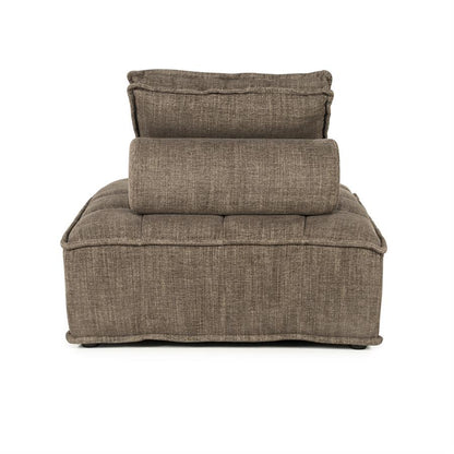 Fauteuil Hive bruin stof, achteraanzicht op witte achtergrond