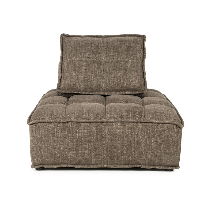 Fauteuil Hive bruin stof, vooraanzicht op witte achtergrond