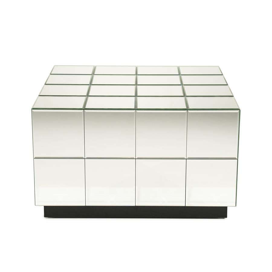 Salontafel Flectron zilver hout, vooraanzicht op witte achtergrond