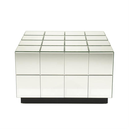 Salontafel Flectron zilver hout, vooraanzicht op witte achtergrond