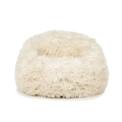 Fauteuil Snuzzle beige stof, vooraanzicht op witte achtergrond