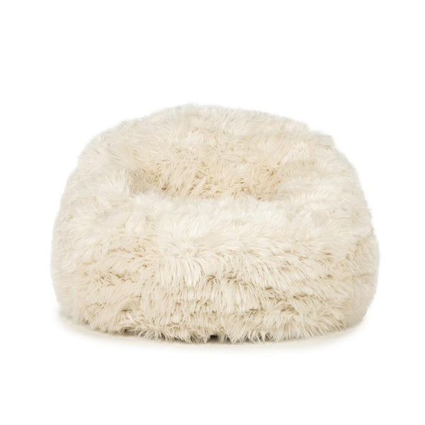 Fauteuil Snuzzle beige stof, vooraanzicht op witte achtergrond