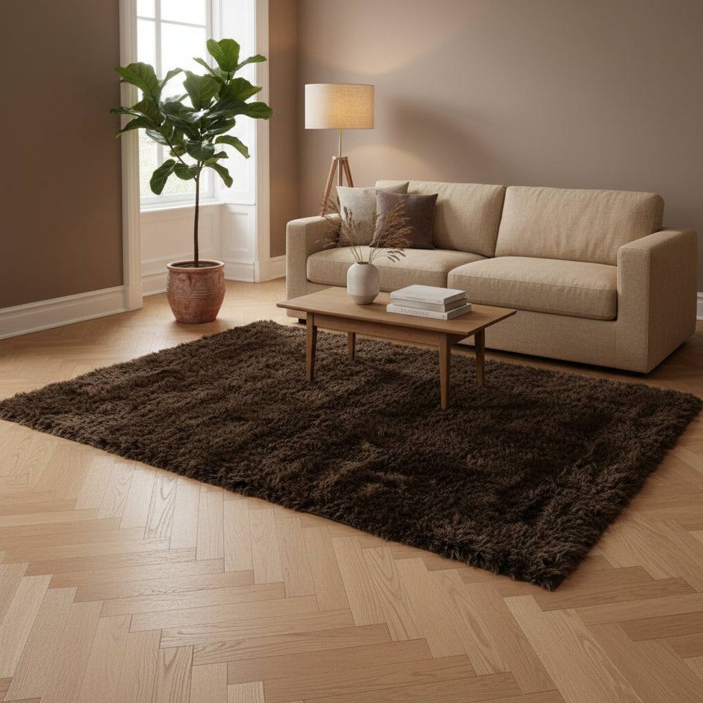 Vloerkleed Laska | Bruin Polyester & katoen