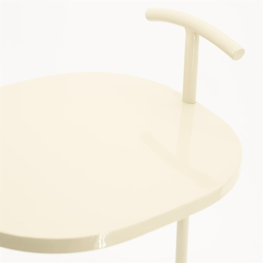 Bijzettafel Buddy beige metaal, detail van het materiaal