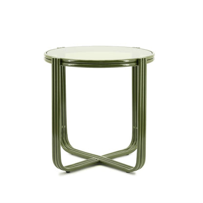 Bijzettafel Groovy groen ijzer, vooraanzicht op witte achtergrond