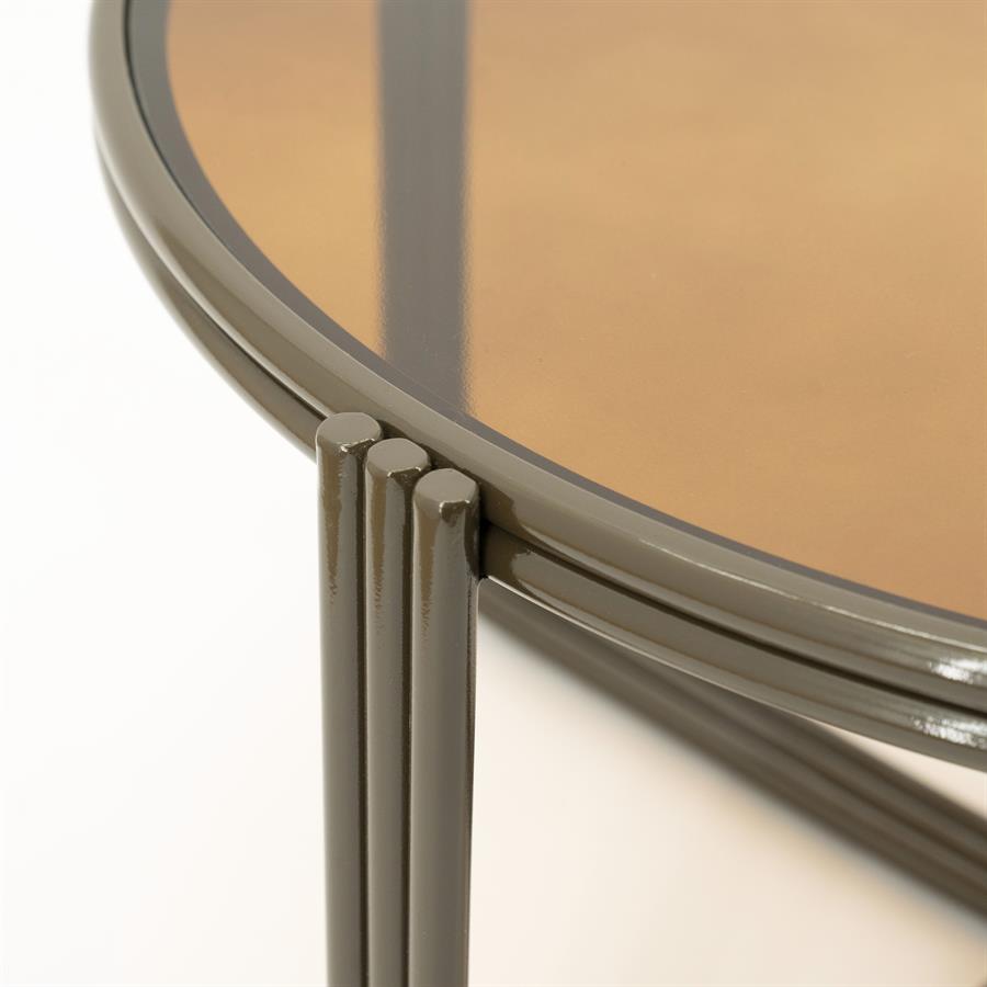 Salontafel Groovy bruin ijzer, detail van het materiaal
