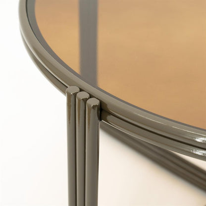Salontafel Groovy bruin ijzer, detail van het materiaal