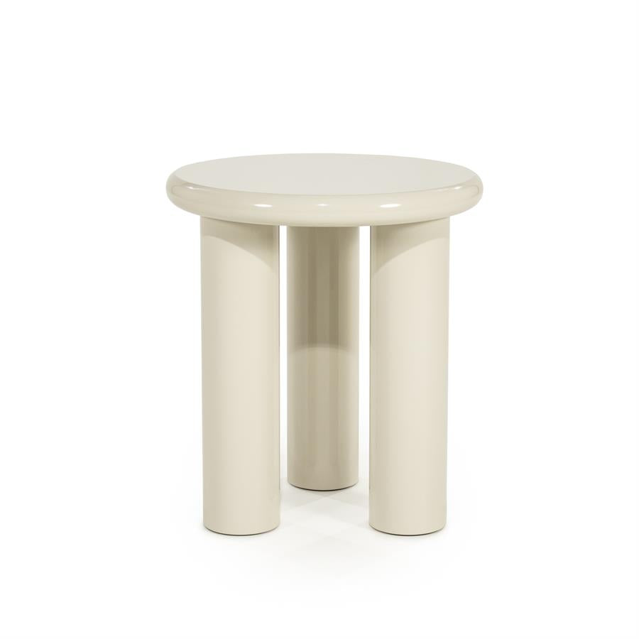 Bijzettafel Bloop beige mdf, vooraanzicht op witte achtergrond
