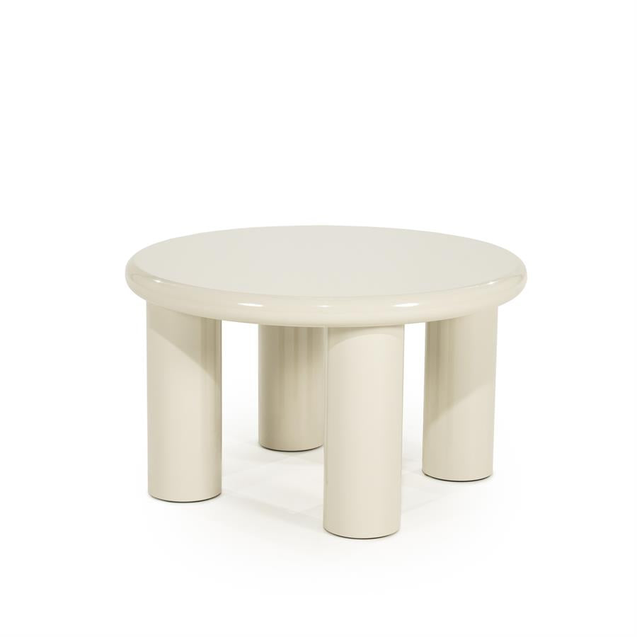 Salontafel Bloop beige mdf medium, schuin vooraanzicht op witte achtergrond