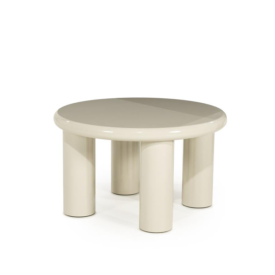 Salontafel Bloop beige mdf medium, schuin vooraanzicht op witte achtergrond
