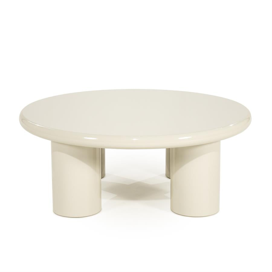 Salontafel Bloop beige mdf groot, vooraanzicht op witte achtergrond