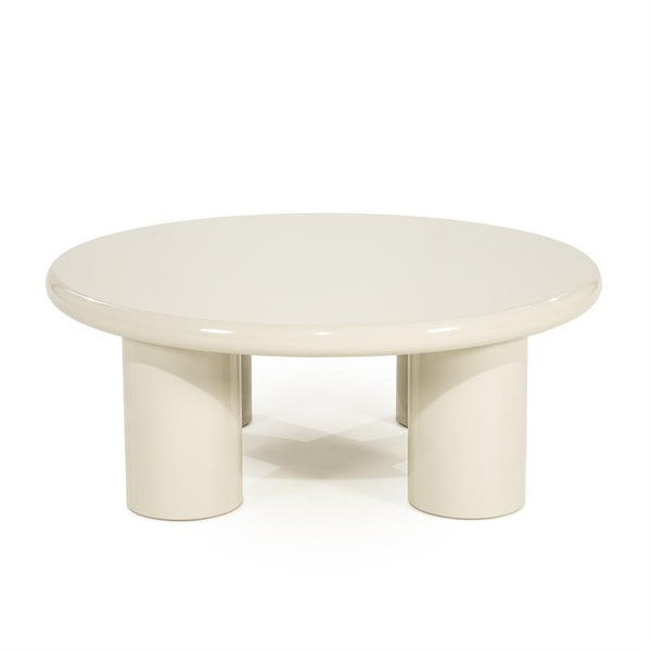 Salontafel Bloop beige mdf groot, vooraanzicht op witte achtergrond