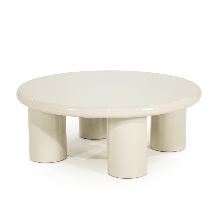 Salontafel Bloop beige mdf groot, schuin vooraanzicht op witte achtergrond