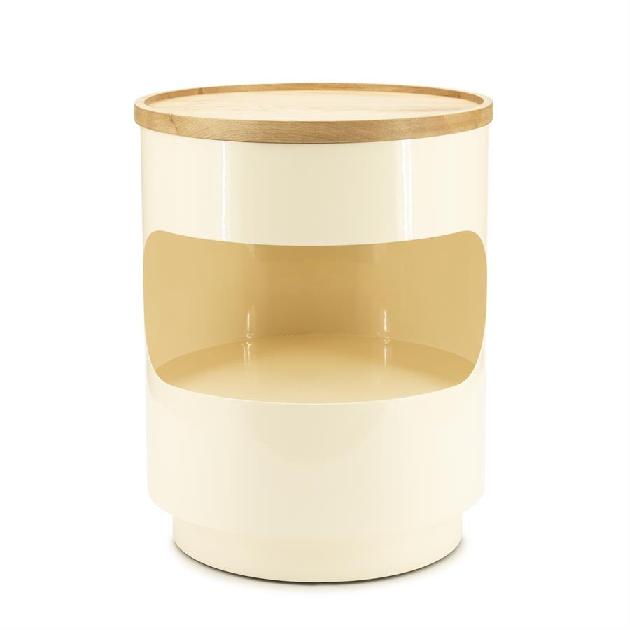 Bijzettafel Tondo beige ijzer, vooraanzicht op witte achtergrond