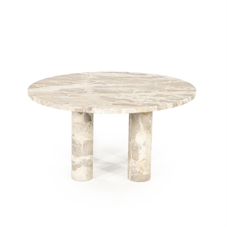 Salontafel Marmo beige marmer, vooraanzicht op witte achtergrond