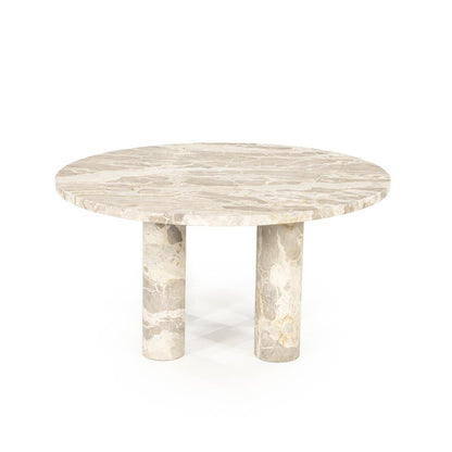 Salontafel Marmo beige marmer, vooraanzicht op witte achtergrond