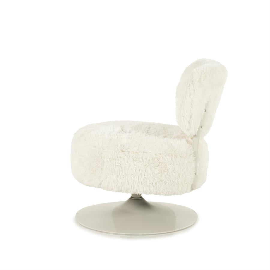 Fauteuil Furlo beige stof, zijaanzicht op witte achtergrond