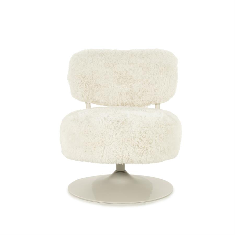 Fauteuil Furlo beige stof, vooraanzicht op witte achtergrond