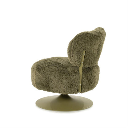 Fauteuil Furlo groen stof, schuin achteraanzicht op witte achtergrond