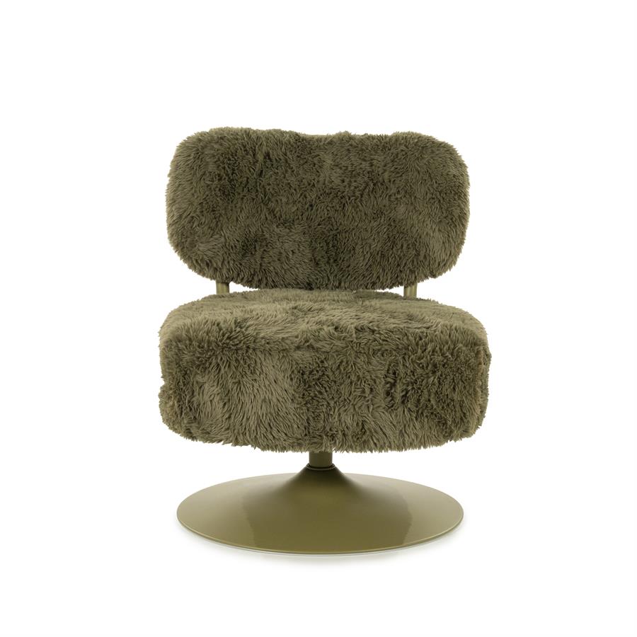 Fauteuil Furlo groen stof, vooraanzicht op witte achtergrond
