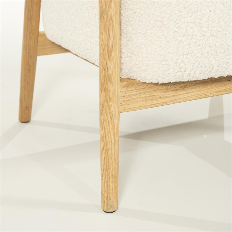 Fauteuil Mysa beige stof, detail van het materiaal