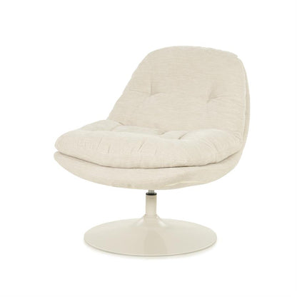 Fauteuil Tromba beige stof, schuin vooraanzicht op witte achtergrond