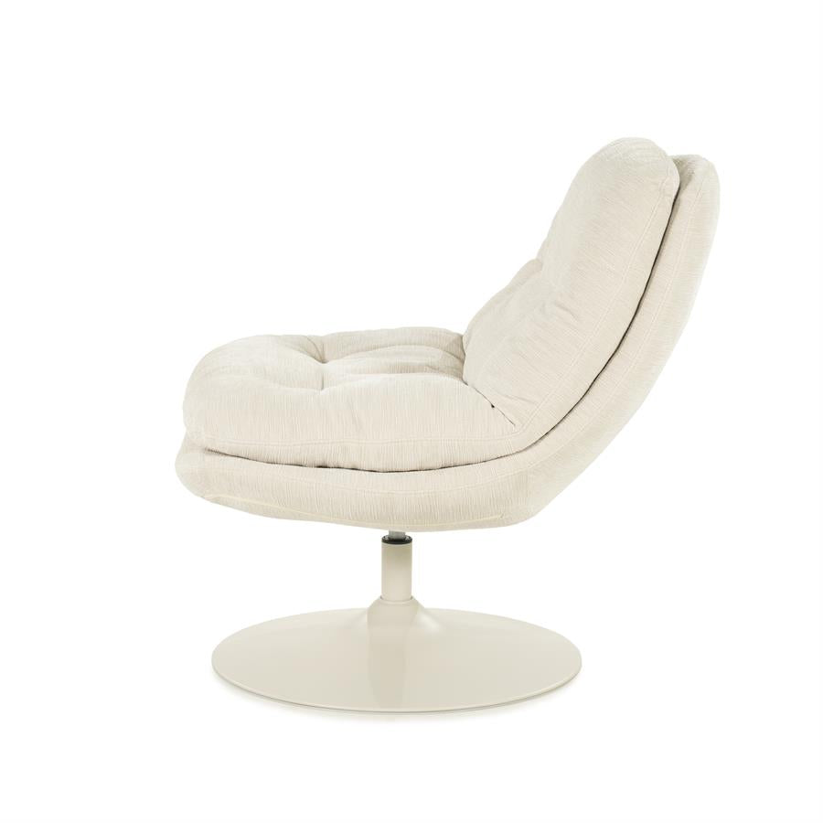 Fauteuil Tromba beige stof, zijaanzicht op witte achtergrond