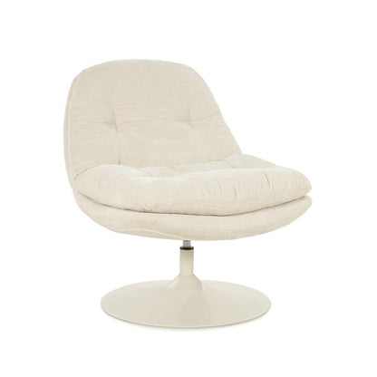 Fauteuil Tromba beige stof, schuin vooraanzicht op witte achtergrond