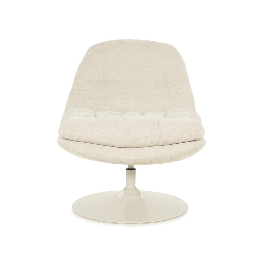 Fauteuil Tromba beige stof, vooraanzicht op witte achtergrond
