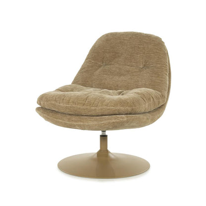 Fauteuil Tromba taupe stof, schuin vooraanzicht op witte achtergrond