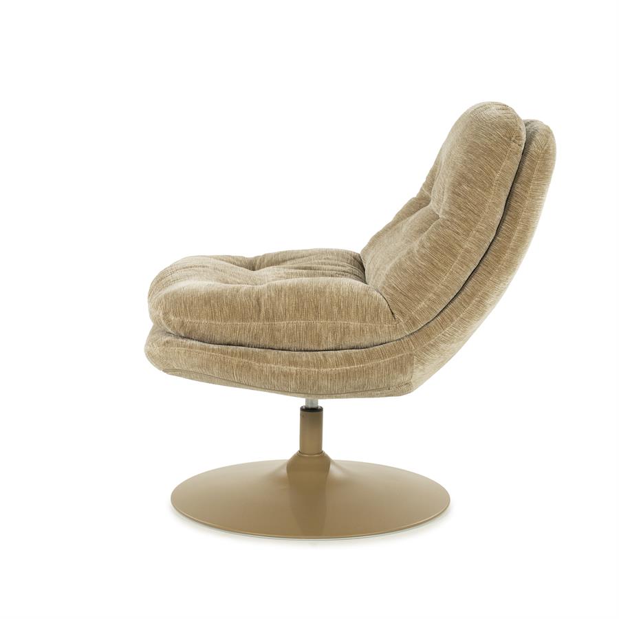 Fauteuil Tromba taupe stof, zijaanzicht op witte achtergrond