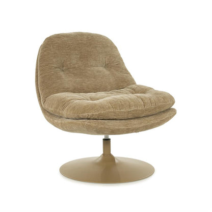 Fauteuil Tromba taupe stof, schuin vooraanzicht op witte achtergrond