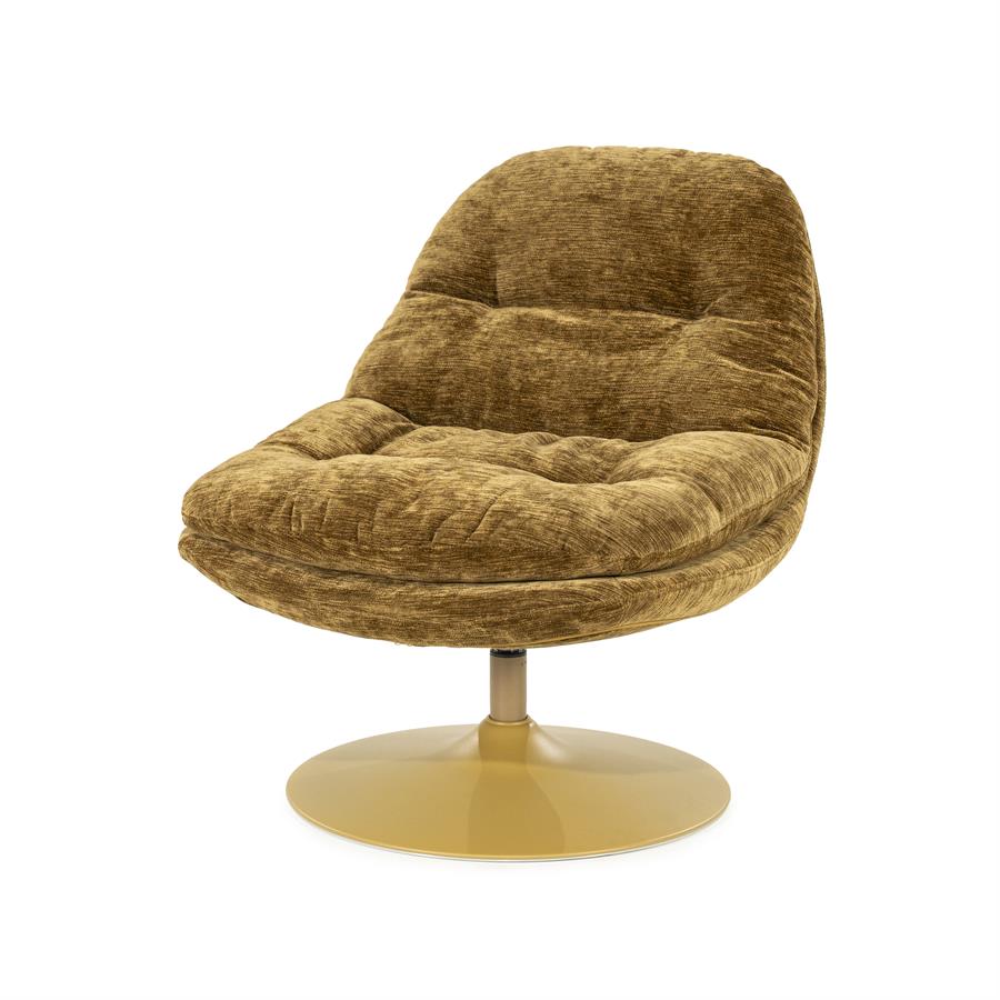 Fauteuil Tromba geel stof, schuin vooraanzicht op witte achtergrond