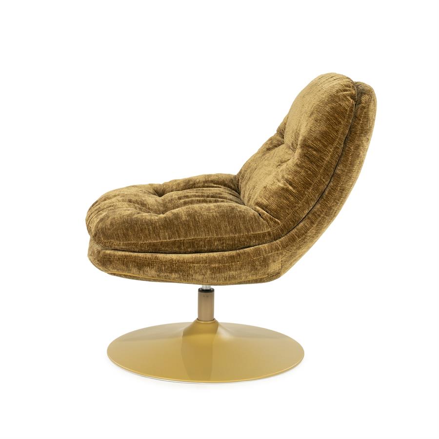 Fauteuil Tromba geel stof, zijaanzicht op witte achtergrond