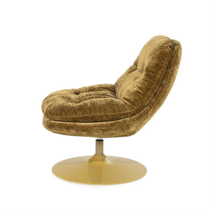 Fauteuil Tromba geel stof, zijaanzicht op witte achtergrond