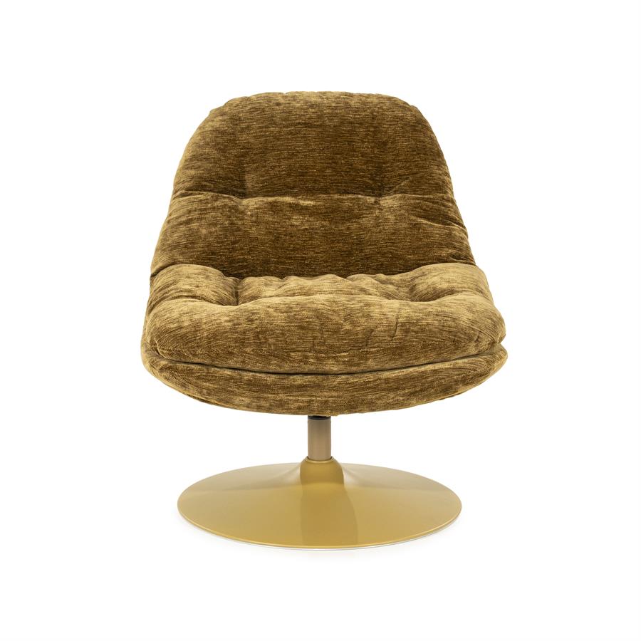 Fauteuil Tromba geel stof, vooraanzicht op witte achtergrond