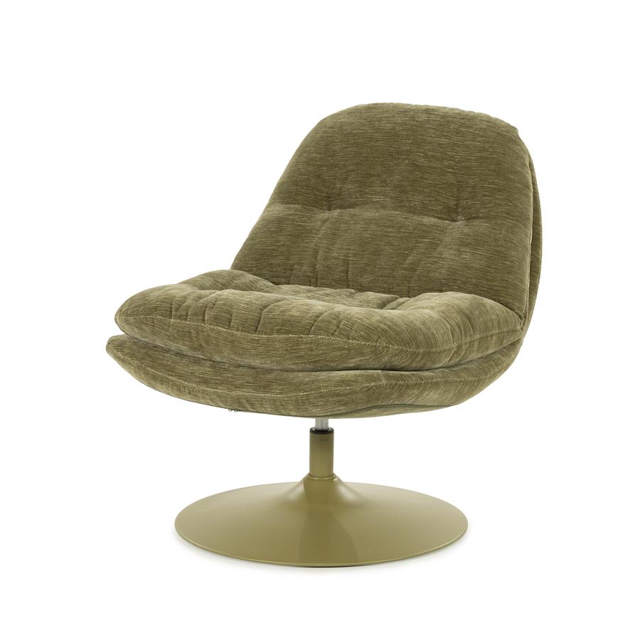Fauteuil Tromba groen stof, schuin vooraanzicht op witte achtergrond